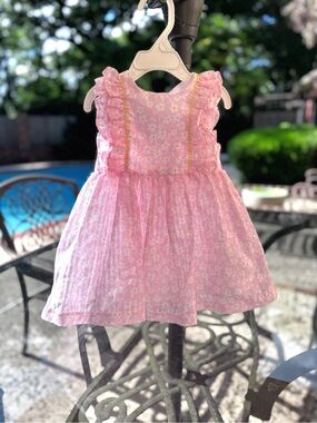 Laura Ashley Pink Floral Ruffled Casual Dress